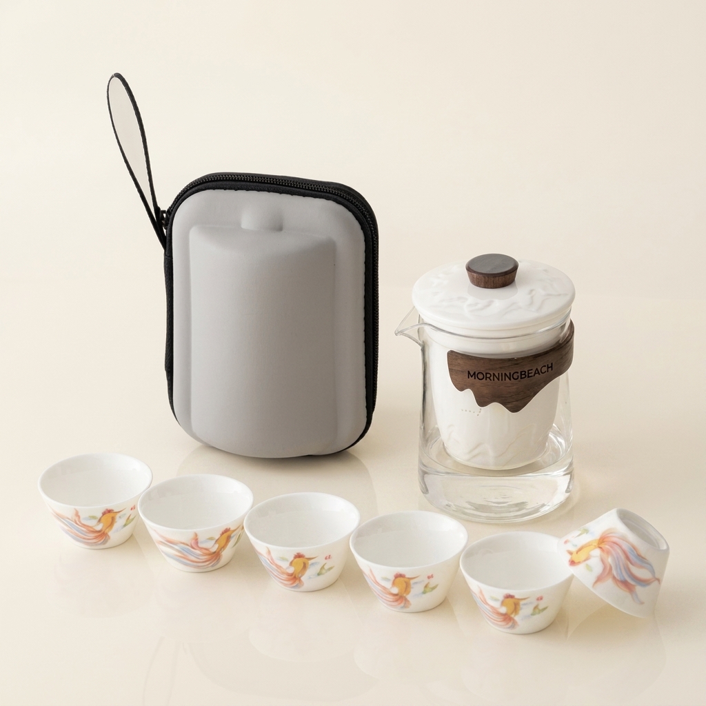 觀山白瓷玻璃旅行茶具組